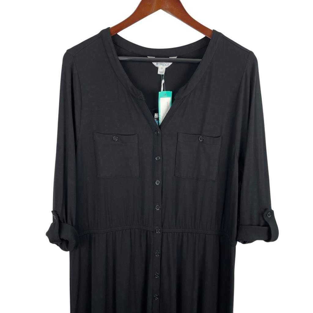 Market & Spruce | Lany Black Knit Shirt Dress New — image 2 of 8
